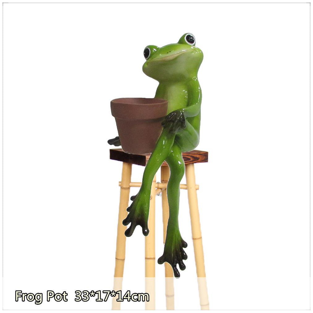 Whimsical Frog Resin Planter
