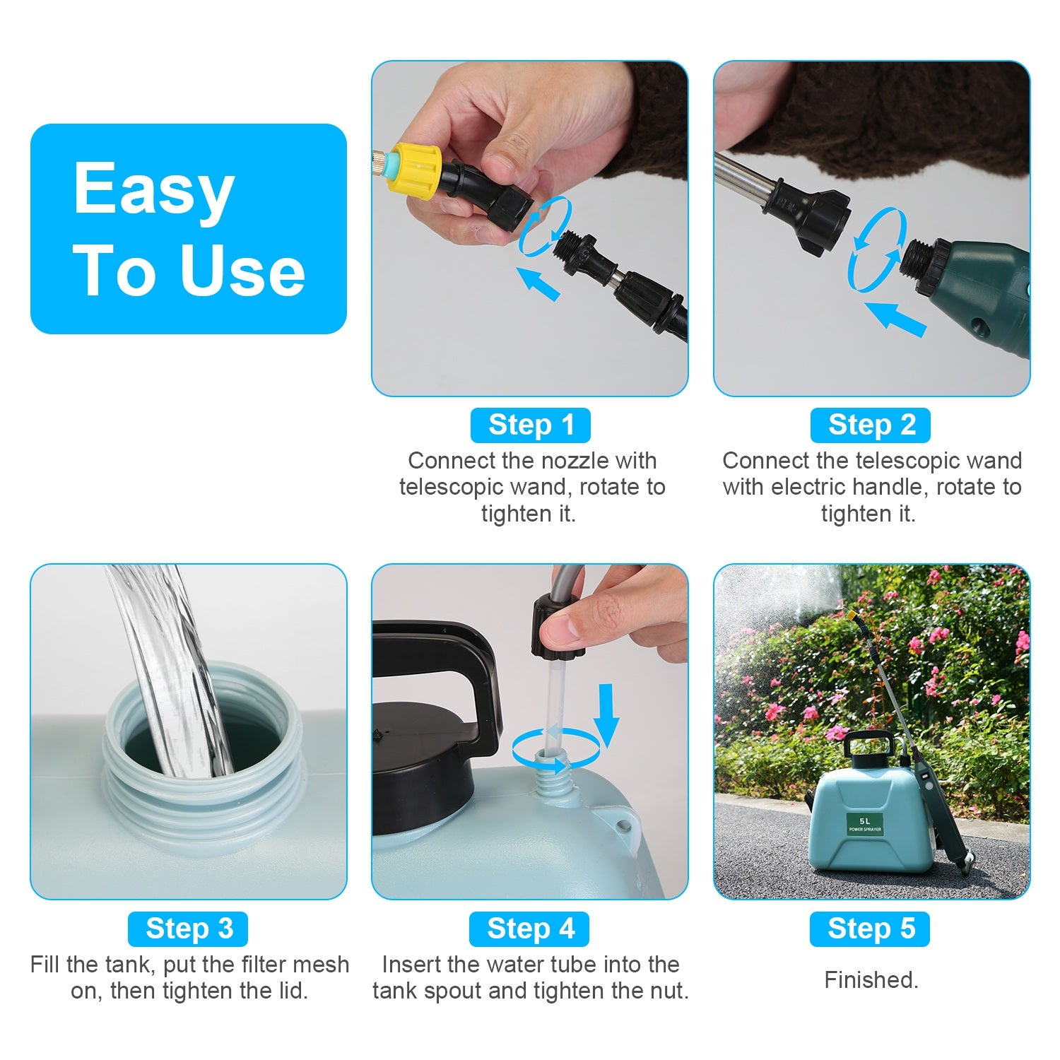 5L Battery-Powered Garden Sprayer