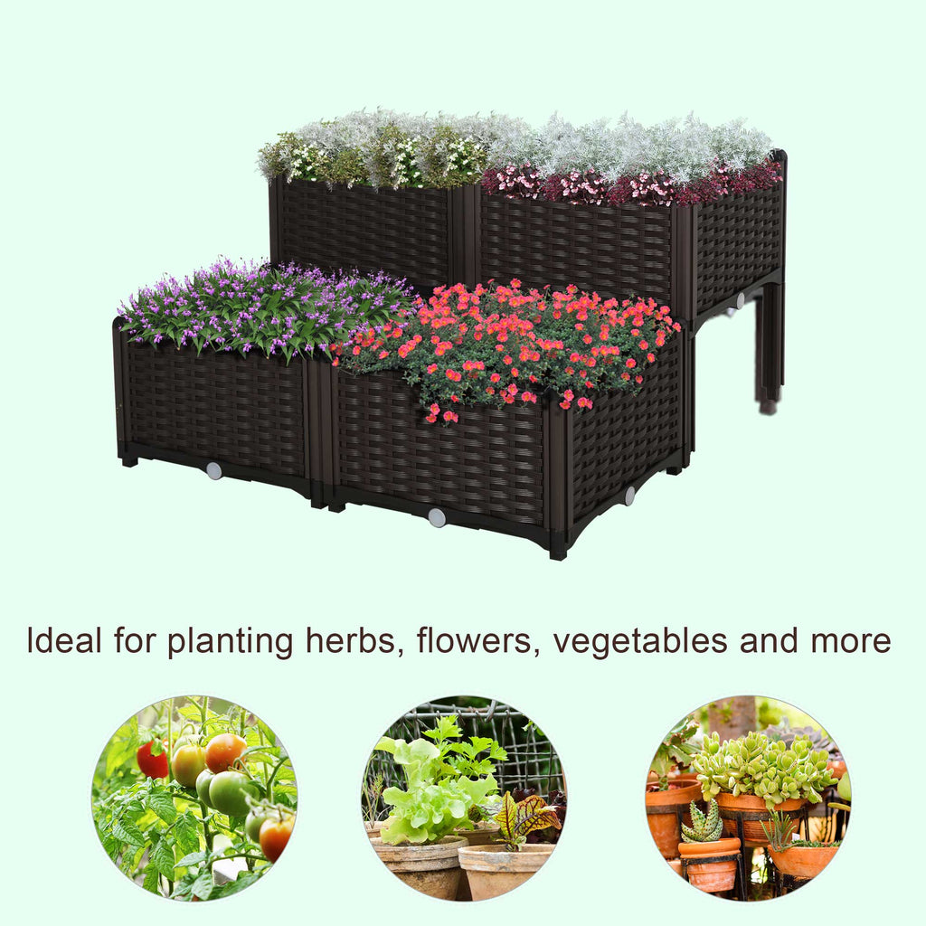 4-Piece Raised Garden Bed with Legs - (Brown)