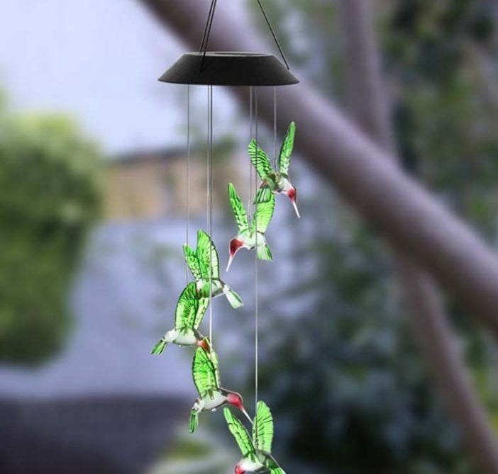 Solar-Powered Hummingbird Wind Chime