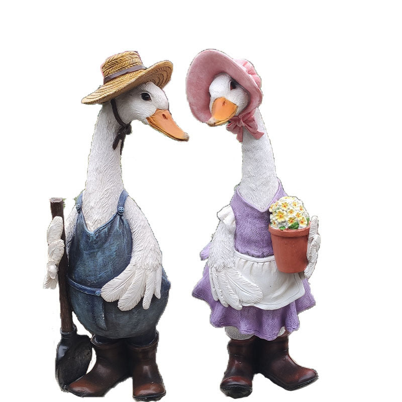 Resin Duck Garden Statue - Weatherproof Outdoor Decor