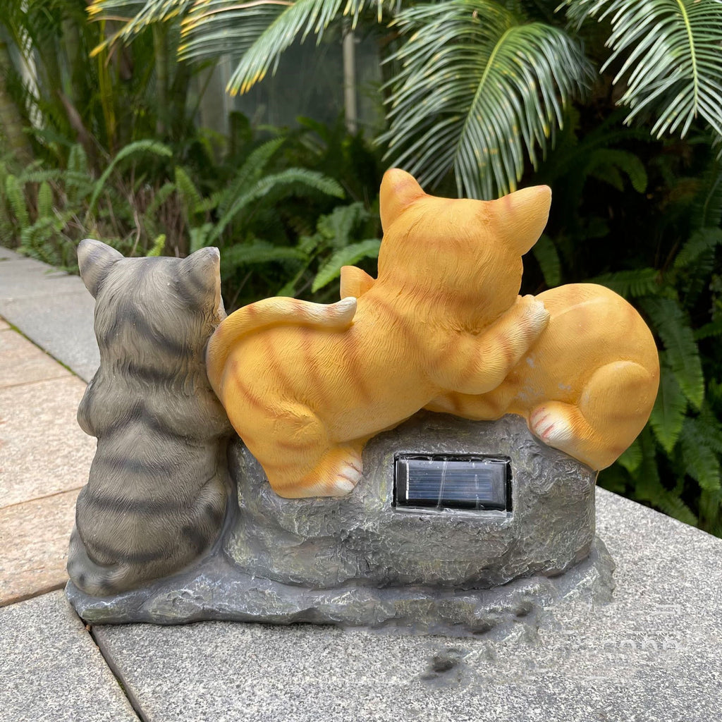 Solar Cat Garden Light - Resin Outdoor Statue with LED