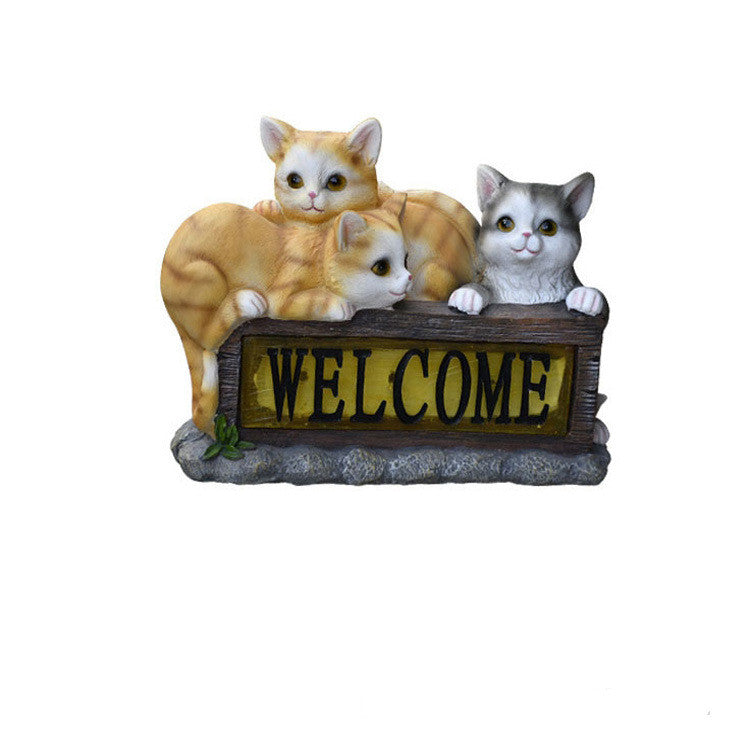 Solar Cat Garden Light - Resin Outdoor Statue with LED