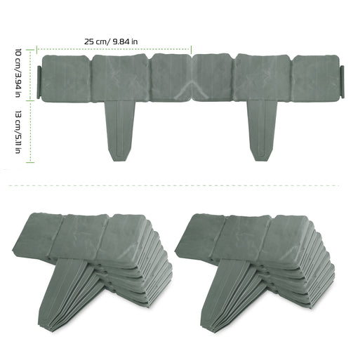 20-Piece No-Dig Garden Edging – Stone Effect, Grey