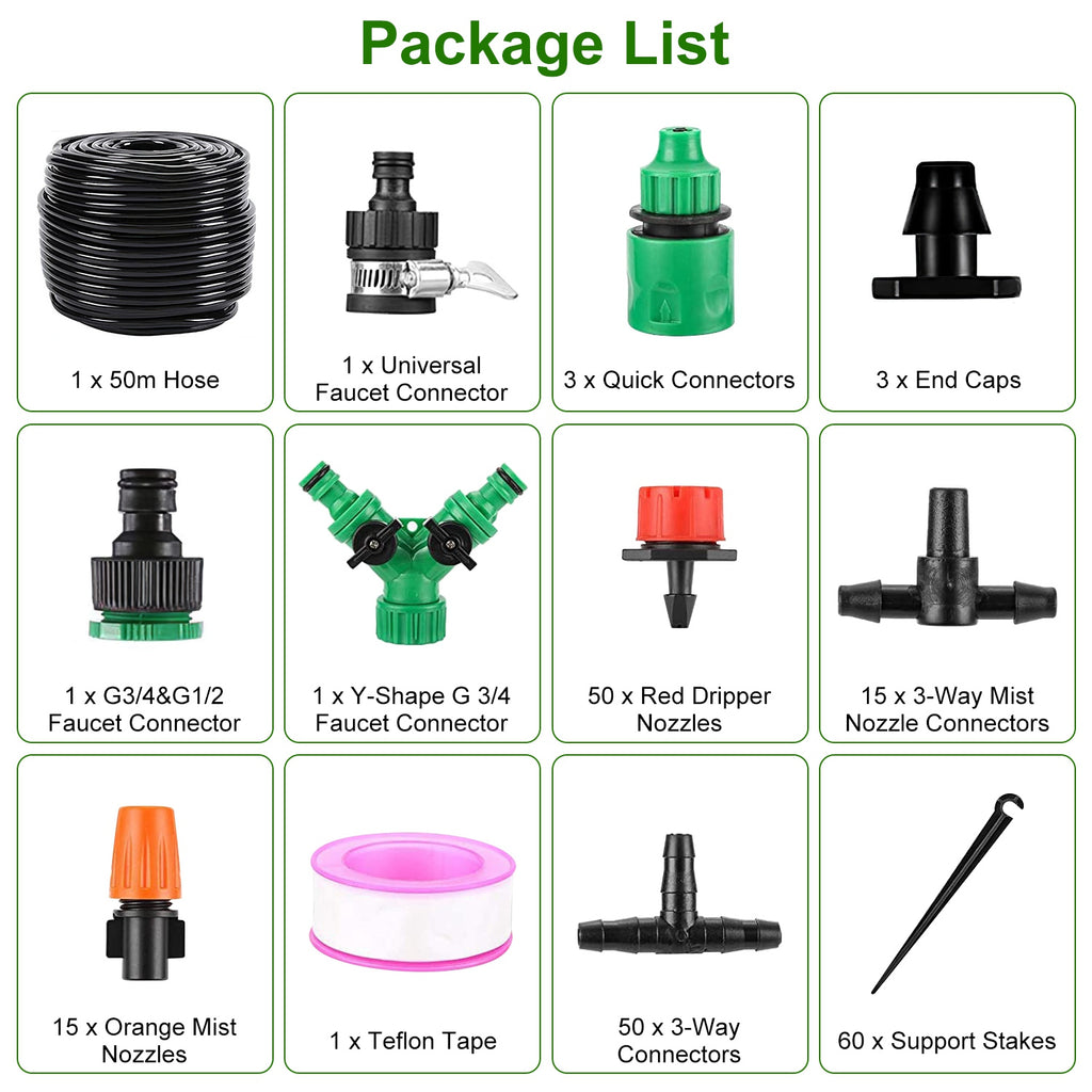 Complete 164ft Automatic Drip Irrigation System