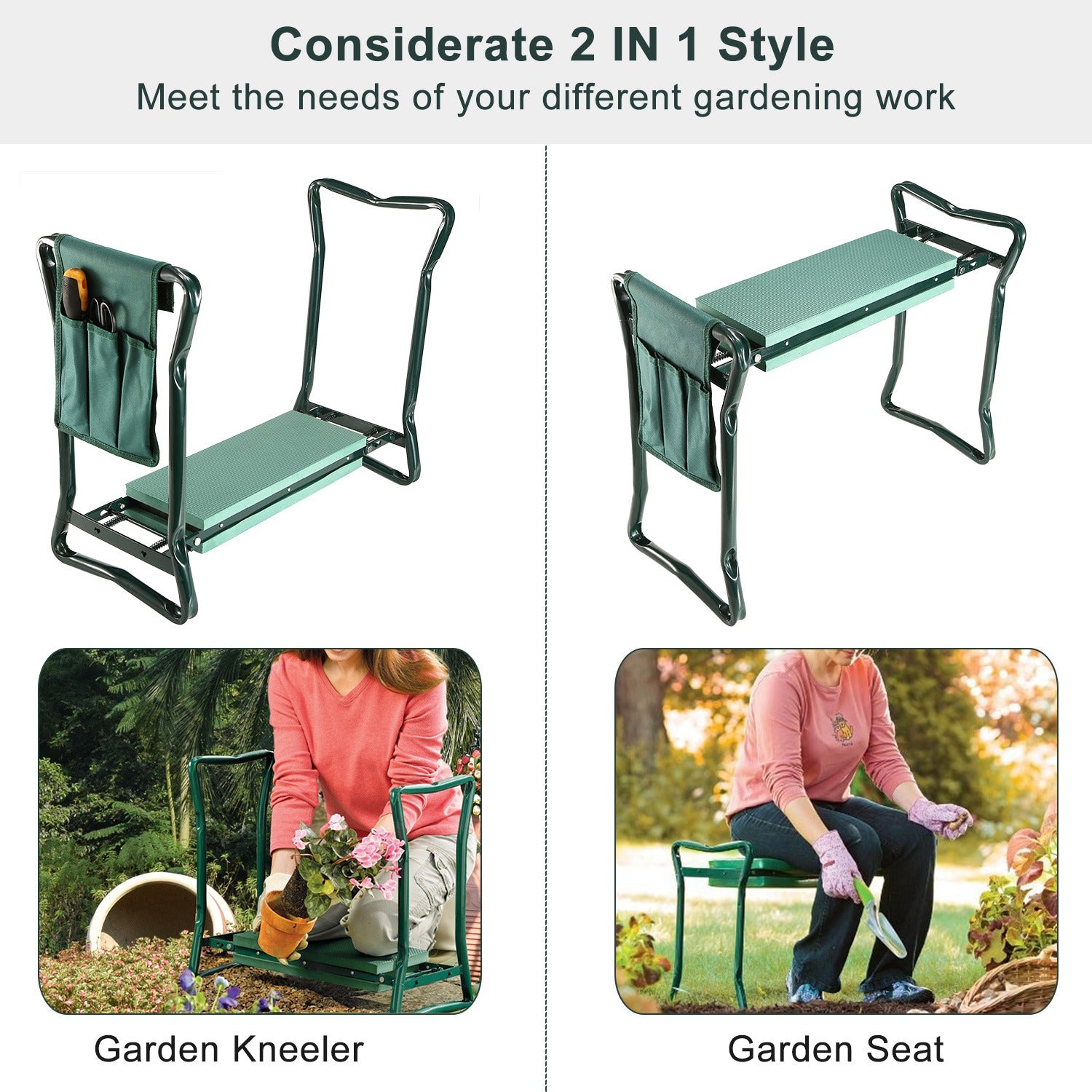 Foldable Garden Kneeler & Seat with Cushion