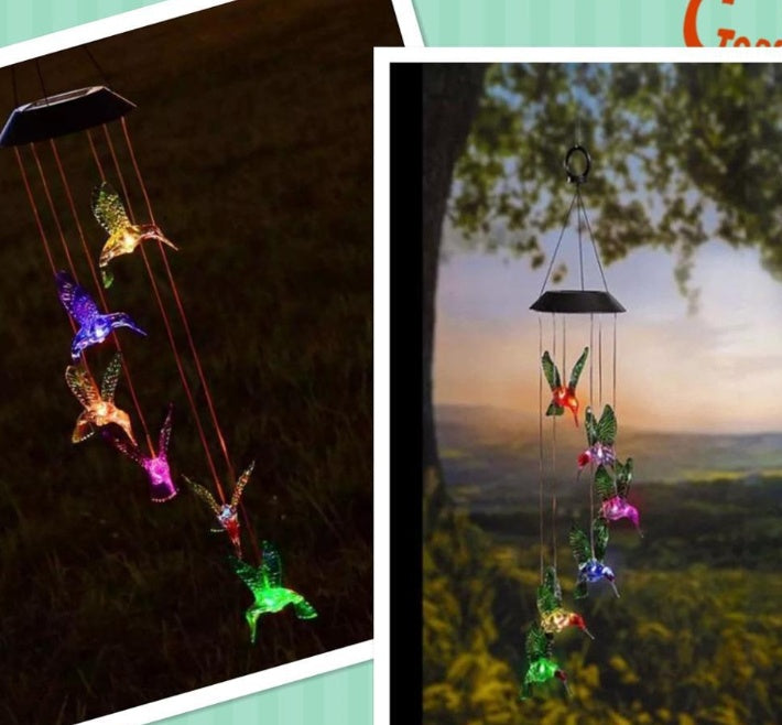 Solar-Powered Hummingbird Wind Chime