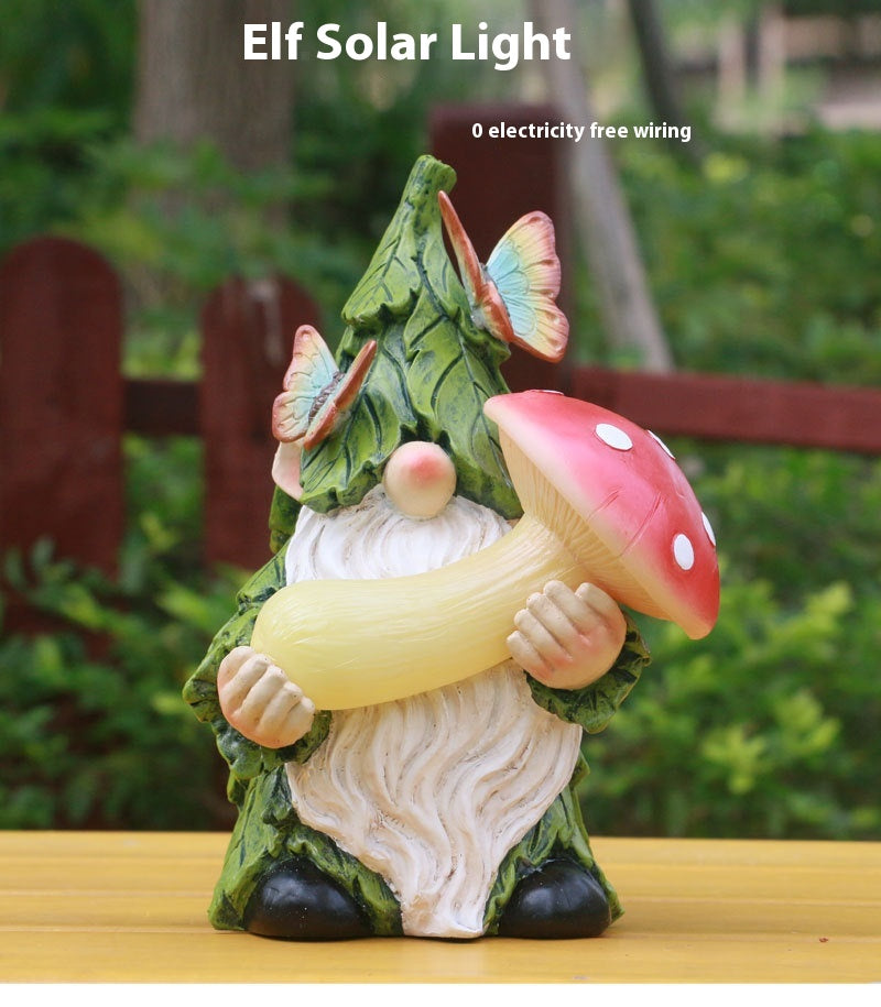 Whimsical Solar Elf Garden Statue with LED Night Light