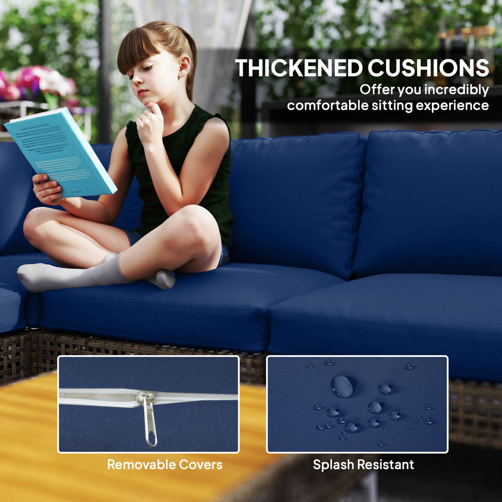 7-Piece Modular Wicker Patio Sectional