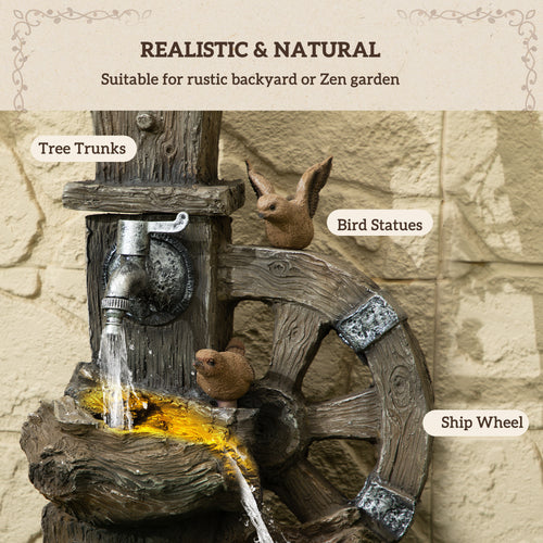 3-Tier Outdoor Water Fountain with Birdhouse