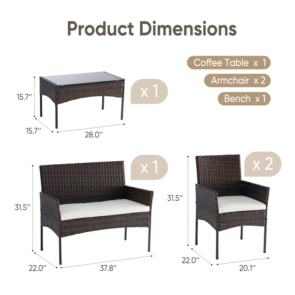4-Piece Outdoor Rattan Furniture Set