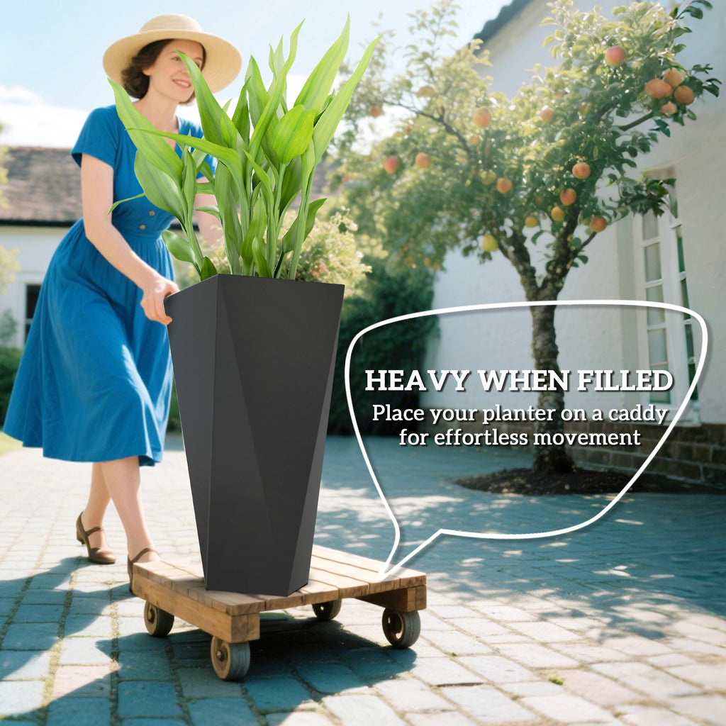 3 Tall Planters - Indoor Outdoor MgO with Drainage - Black