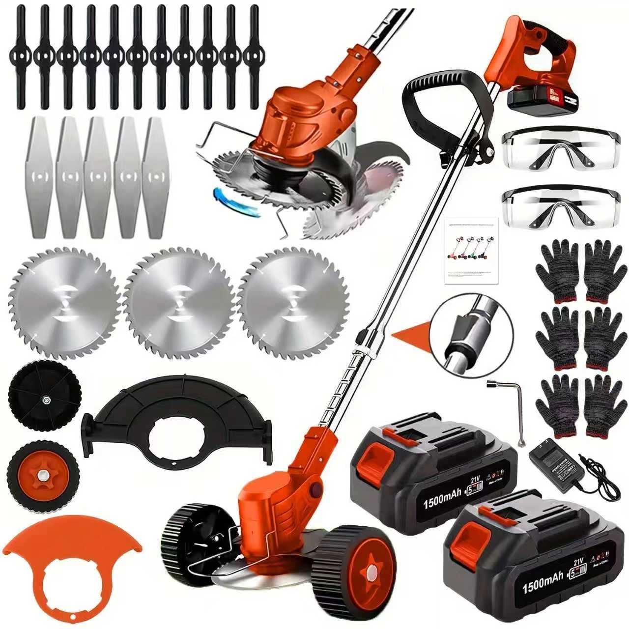 21V Cordless Weed Eater with Wheels - 3-in-1 String Trimmer & Edger with 2 Batteries