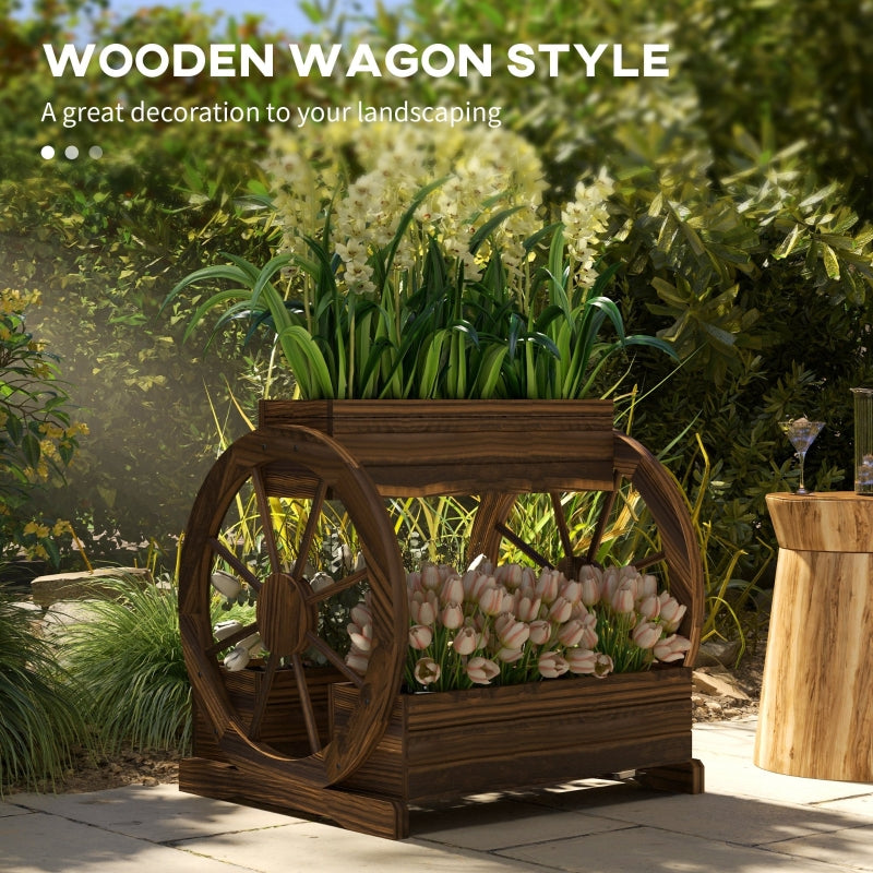 Wooden Wagon Planter Box – 2-Tier