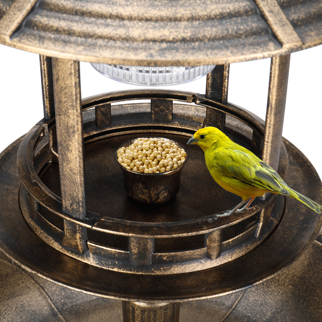 Solar-Powered Bird Bath with Bronze Finish