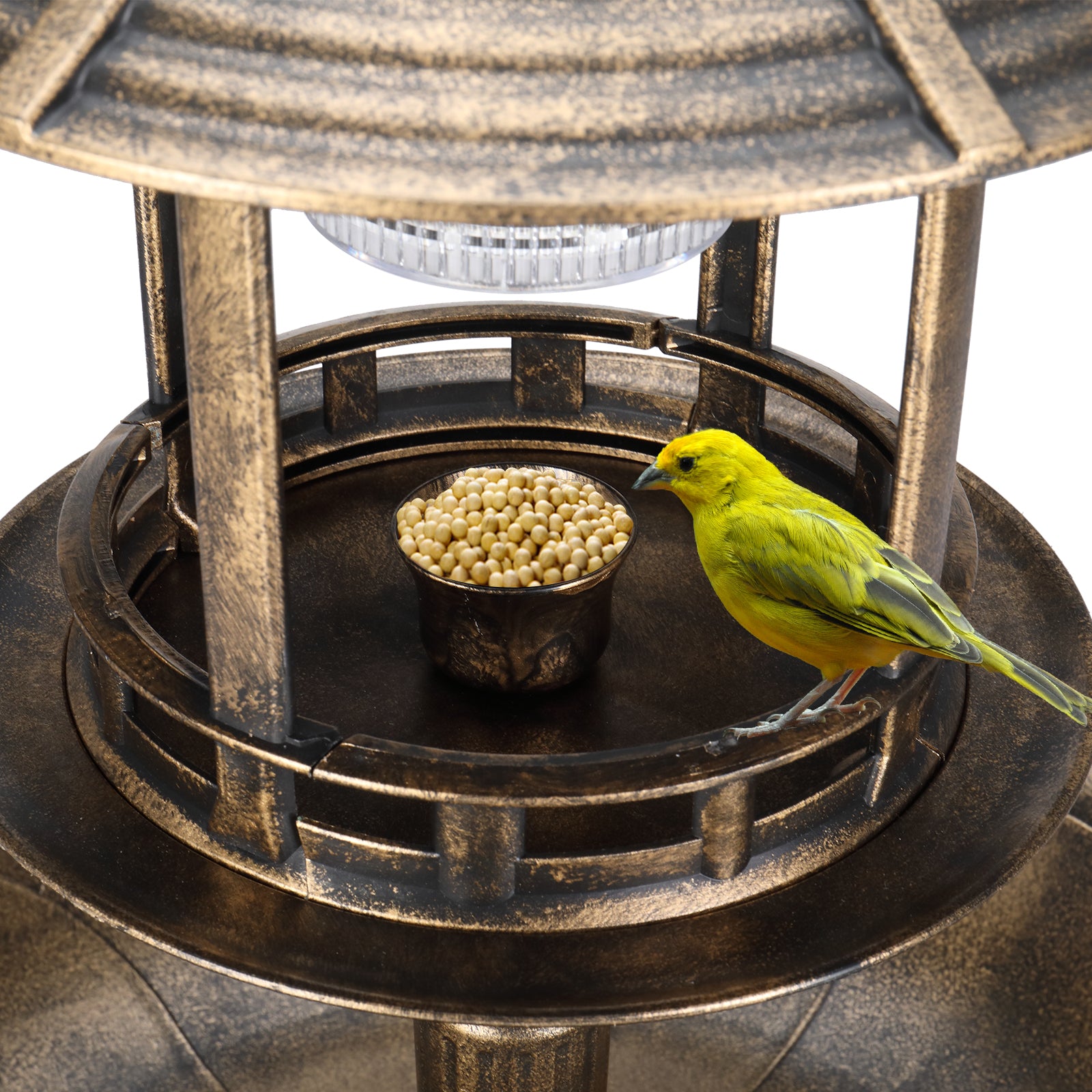Solar-Powered Bird Bath with Bronze Finish