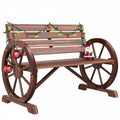 41" Wooden Wagon Wheel Bench – Rustic Outdoor