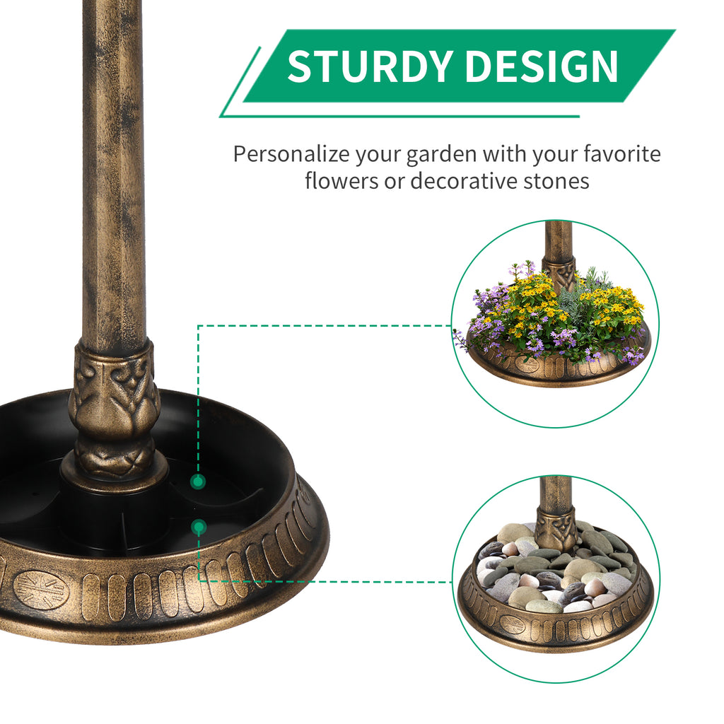 Solar-Powered Bird Bath with Bronze Finish