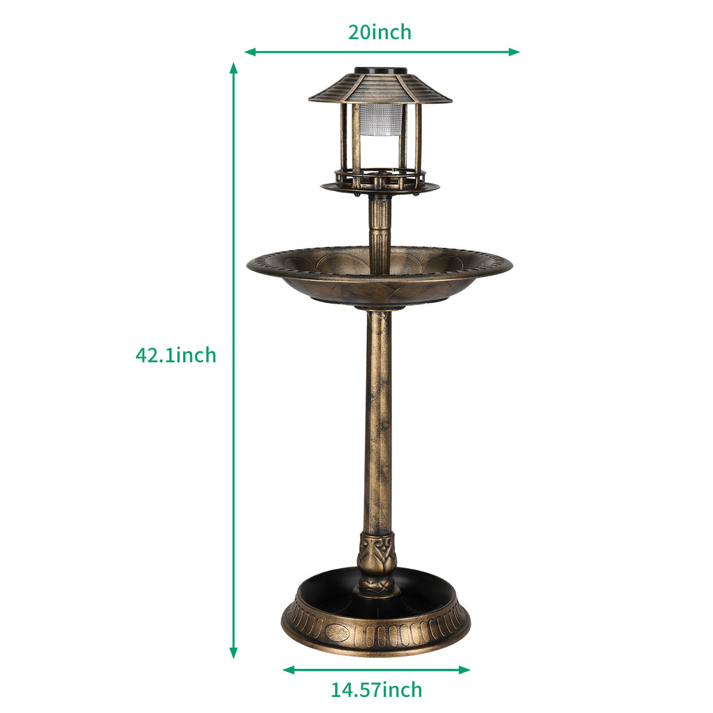 Solar-Powered Bird Bath with Bronze Finish