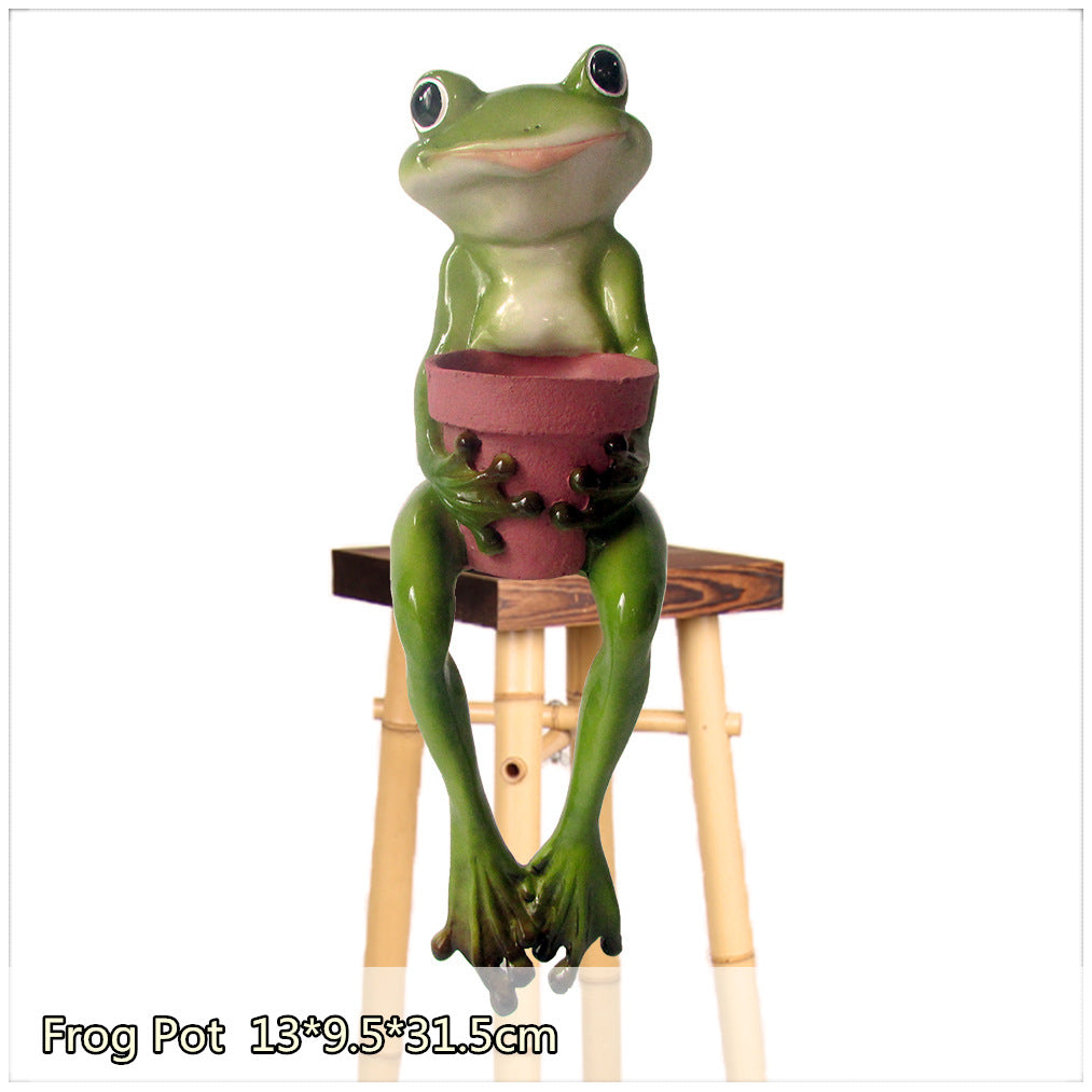 Whimsical Frog Resin Planter