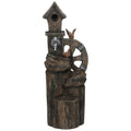 3-Tier Outdoor Water Fountain with Birdhouse