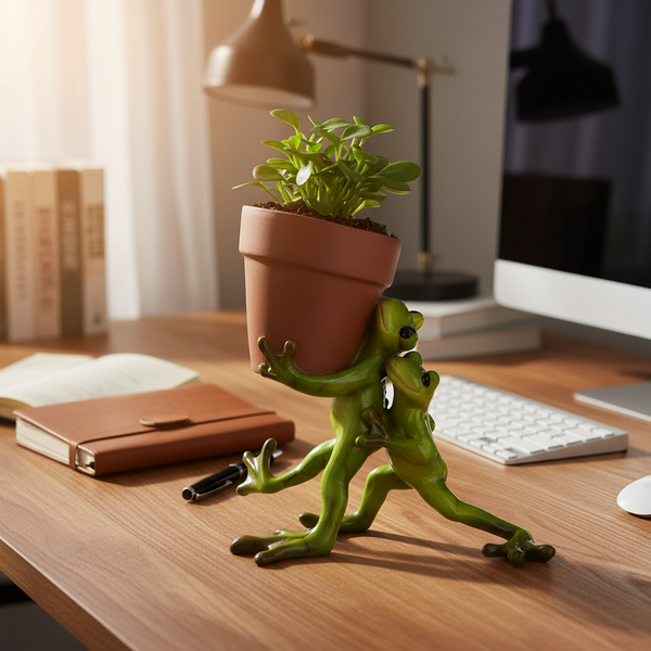 Whimsical Frog Resin Planter Natures Nook