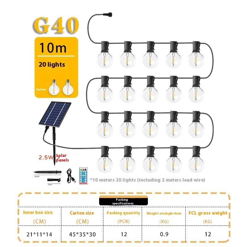 Solar Retro String Lights – Vintage Edison Bulb