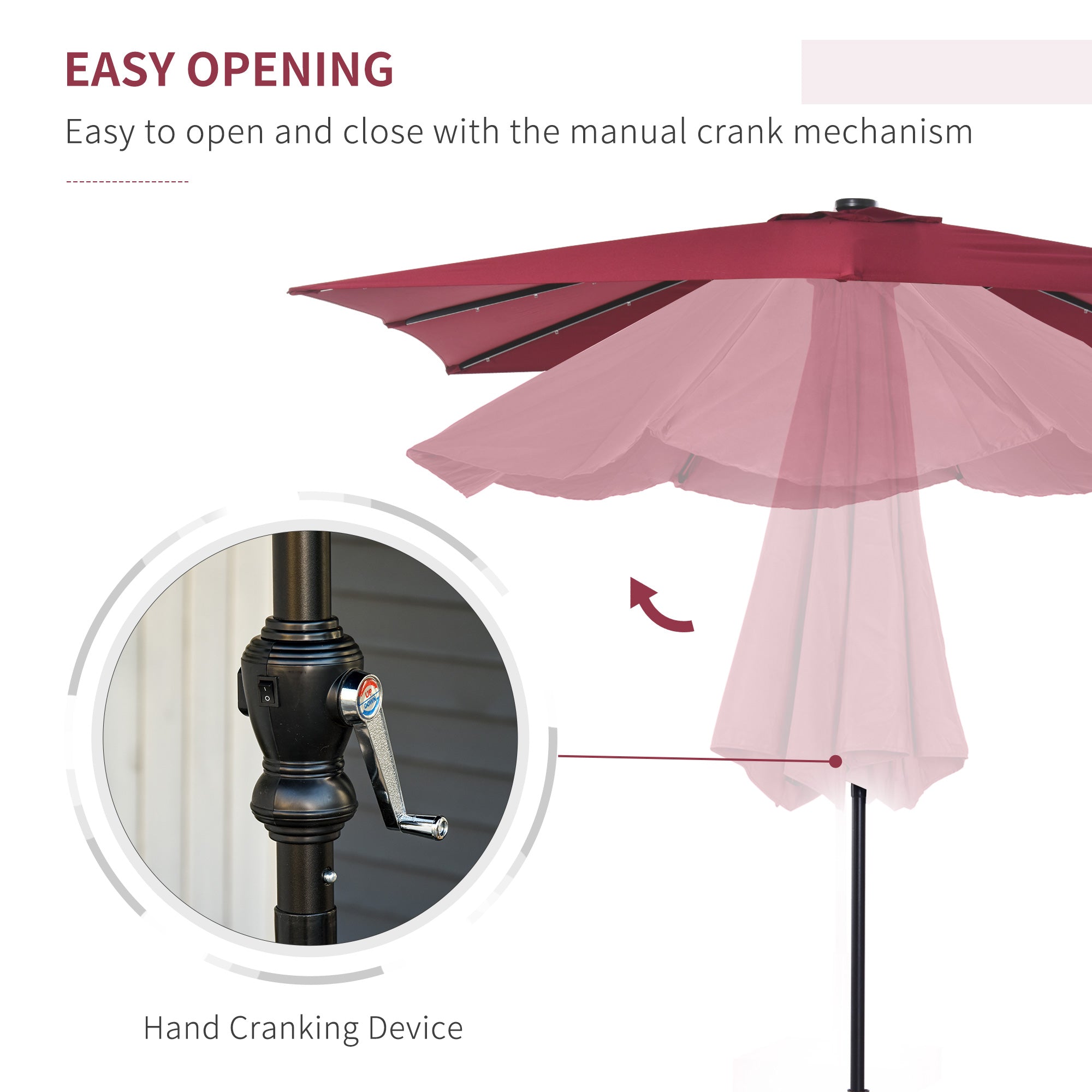 9ft Solar LED Patio Umbrella