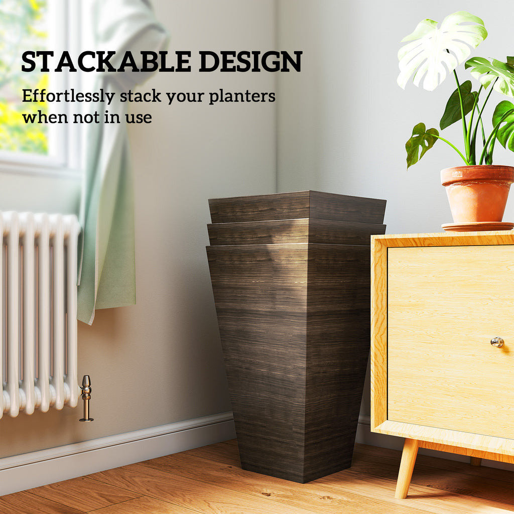 Set of 3 Tall Planters 28" – Faux Wood
