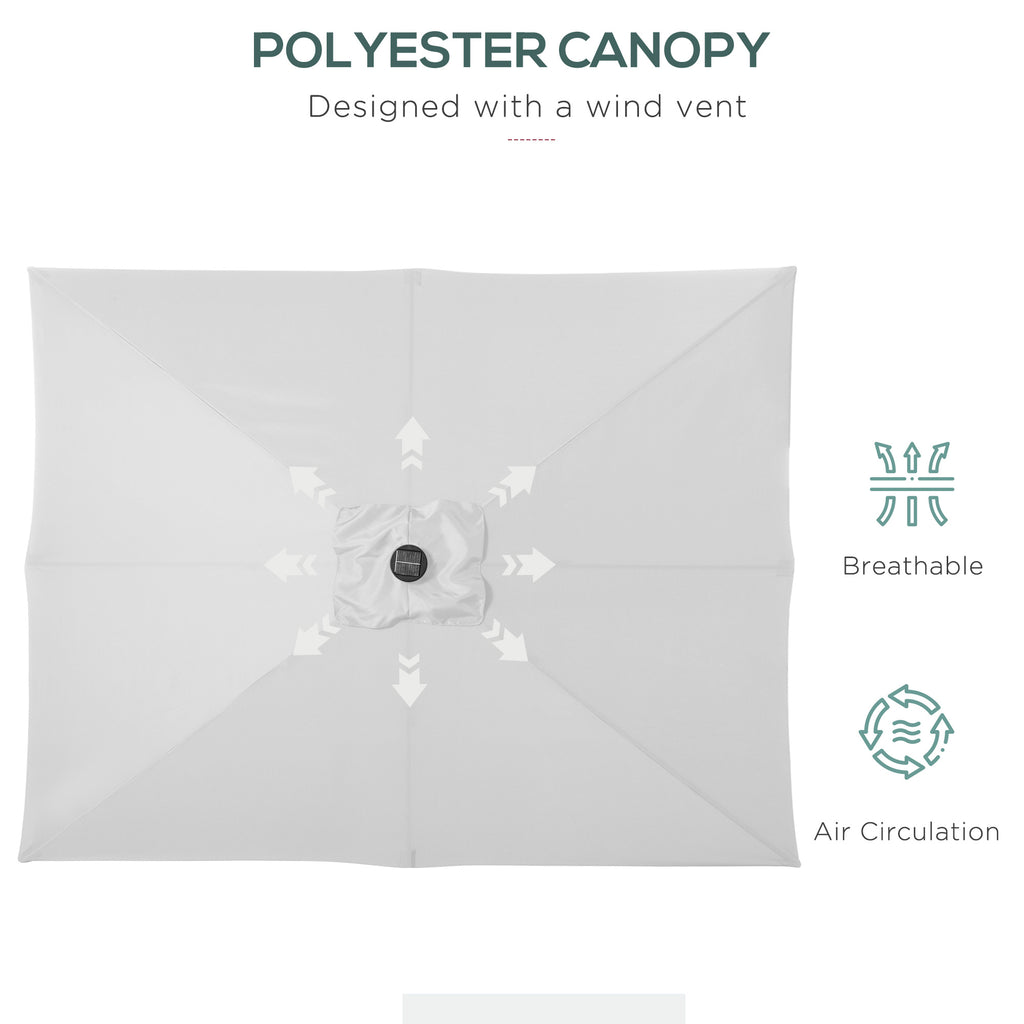 9x7ft Rectangular Solar LED Patio Umbrella