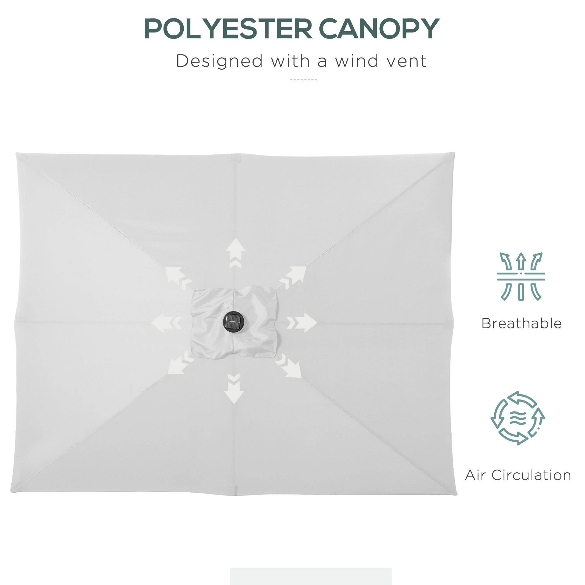 9x7ft Rectangular Solar LED Patio Umbrella