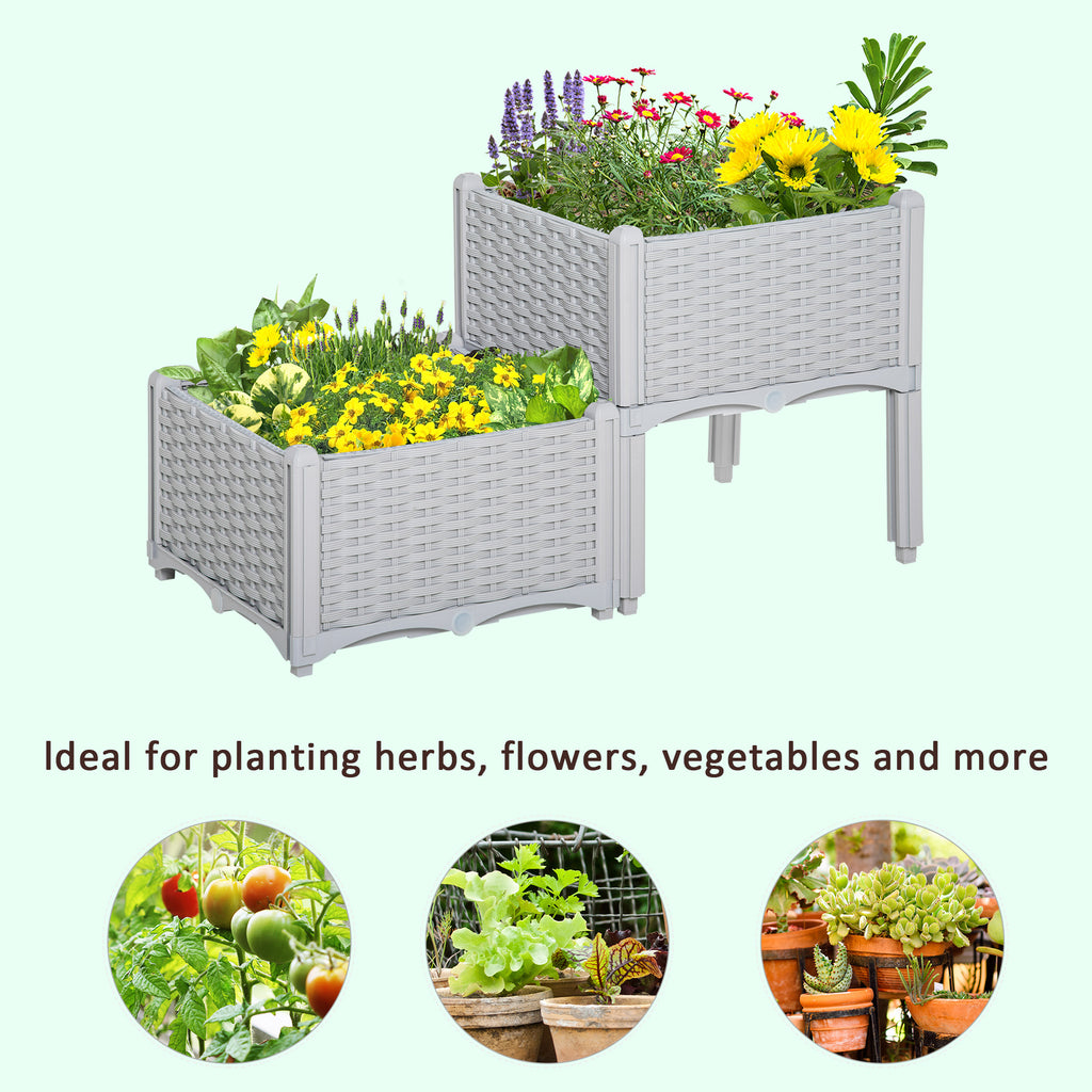 2-Piece Self-Watering Raised Garden Bed – Grey