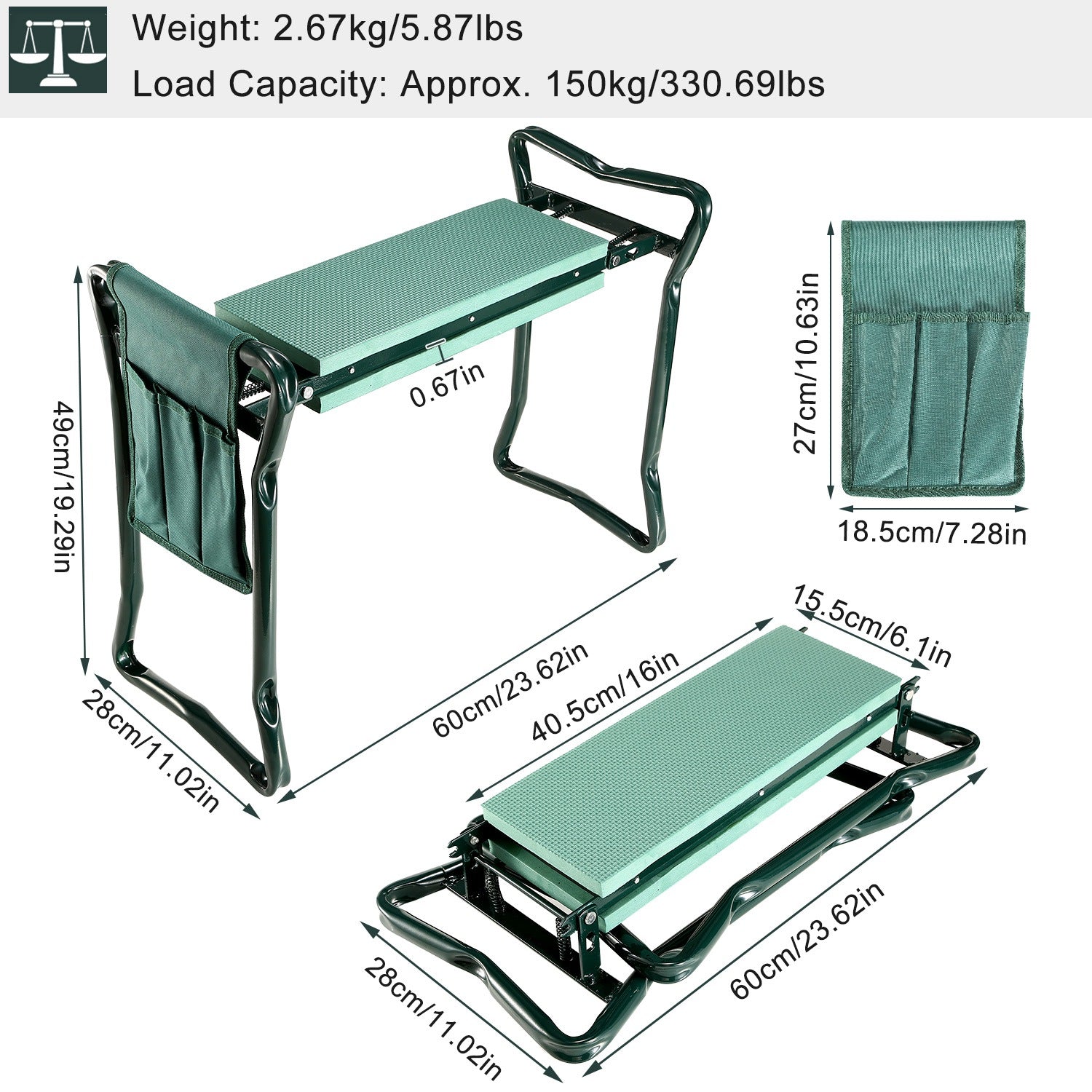 Foldable Garden Kneeler & Seat with Cushion