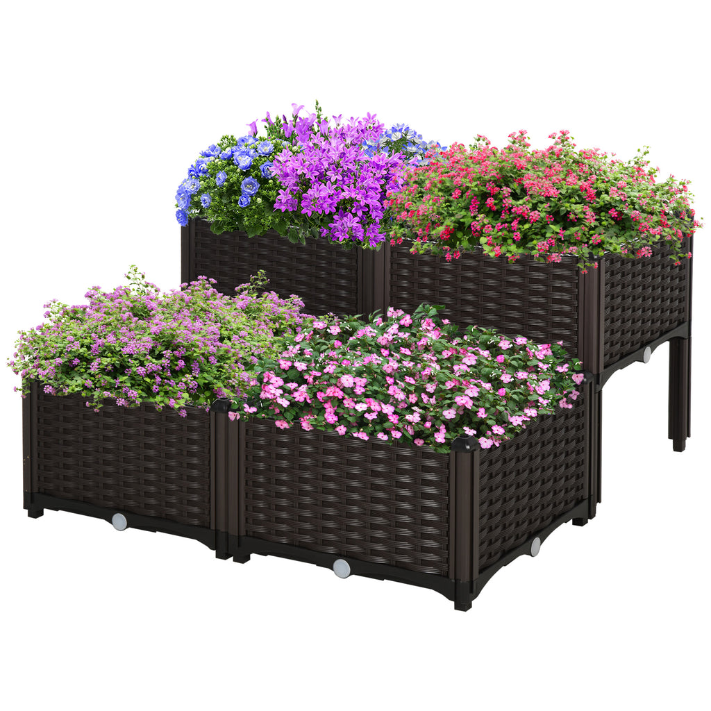 4-Piece Raised Garden Bed with Legs - (Brown)