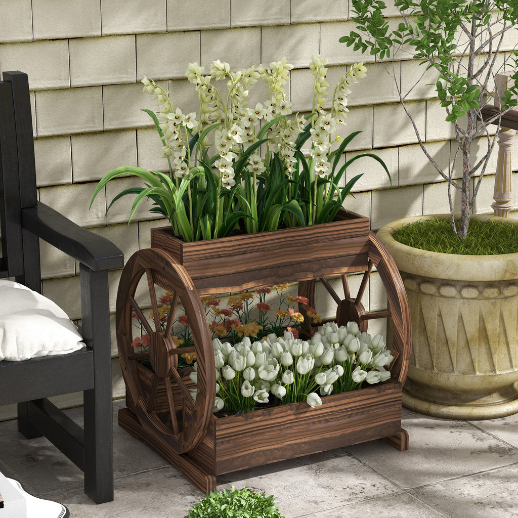 Wooden Wagon Planter Box – 2-Tier