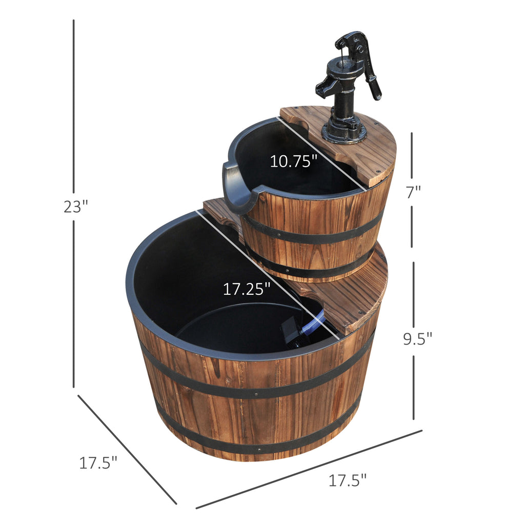 2-Tier Rustic Barrel Water Fountain