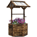 Wooden Wishing Well Planter – Tan