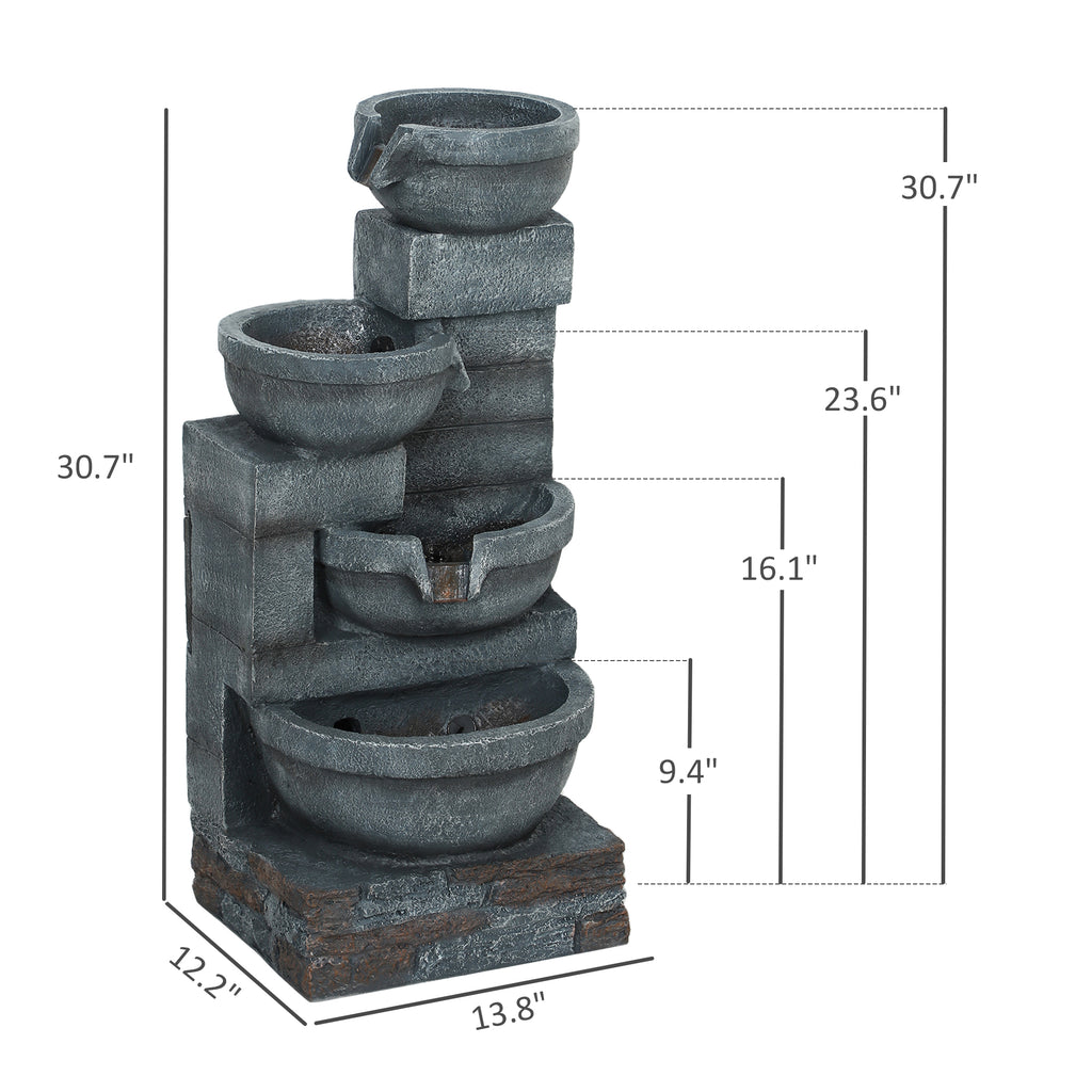 Outdoor Waterfall Fountain 4-Tier
