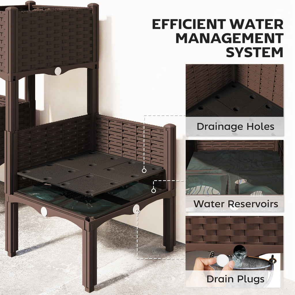 3-Piece Modular Raised Garden Bed - Brown