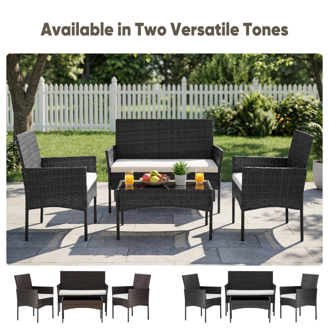 4-Piece Outdoor Rattan Furniture Set