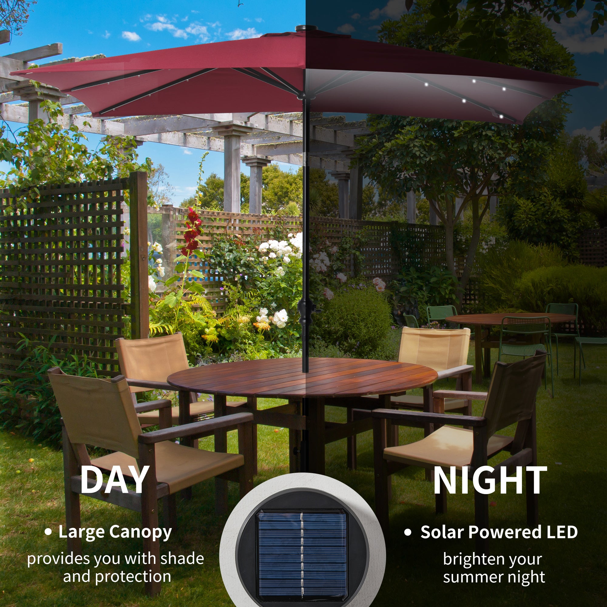 9ft Solar LED Patio Umbrella