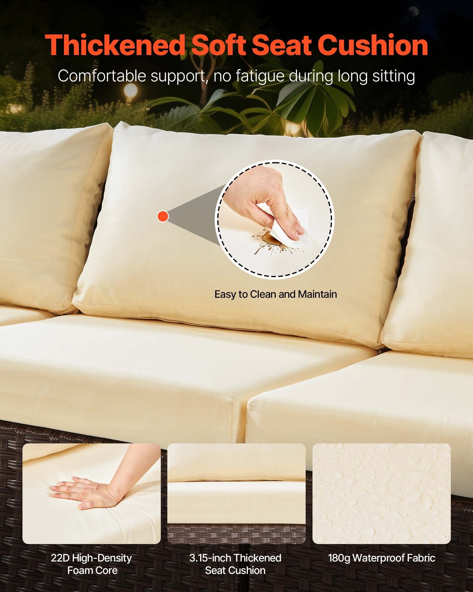 6-Piece Outdoor Patio Furniture Set - Wicker Sectional with 50,000 BTU Fire Pit Table