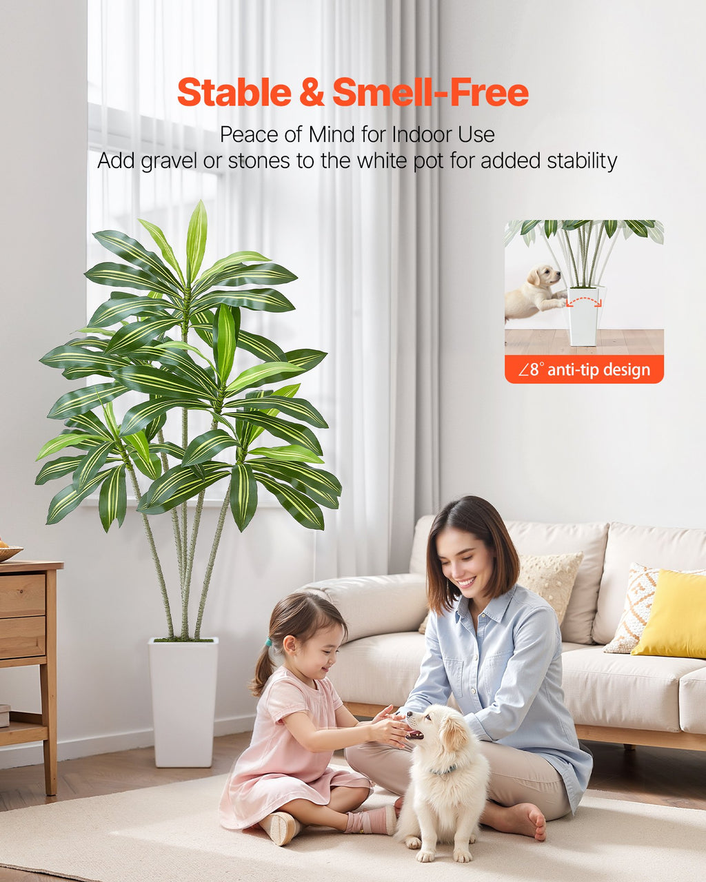 6ft Artificial Dracaena Tree – Indoor Plant with Planter