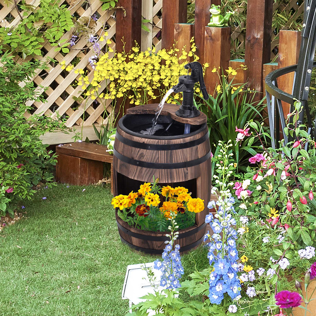 23" Rustic Apple Barrel Water Fountain