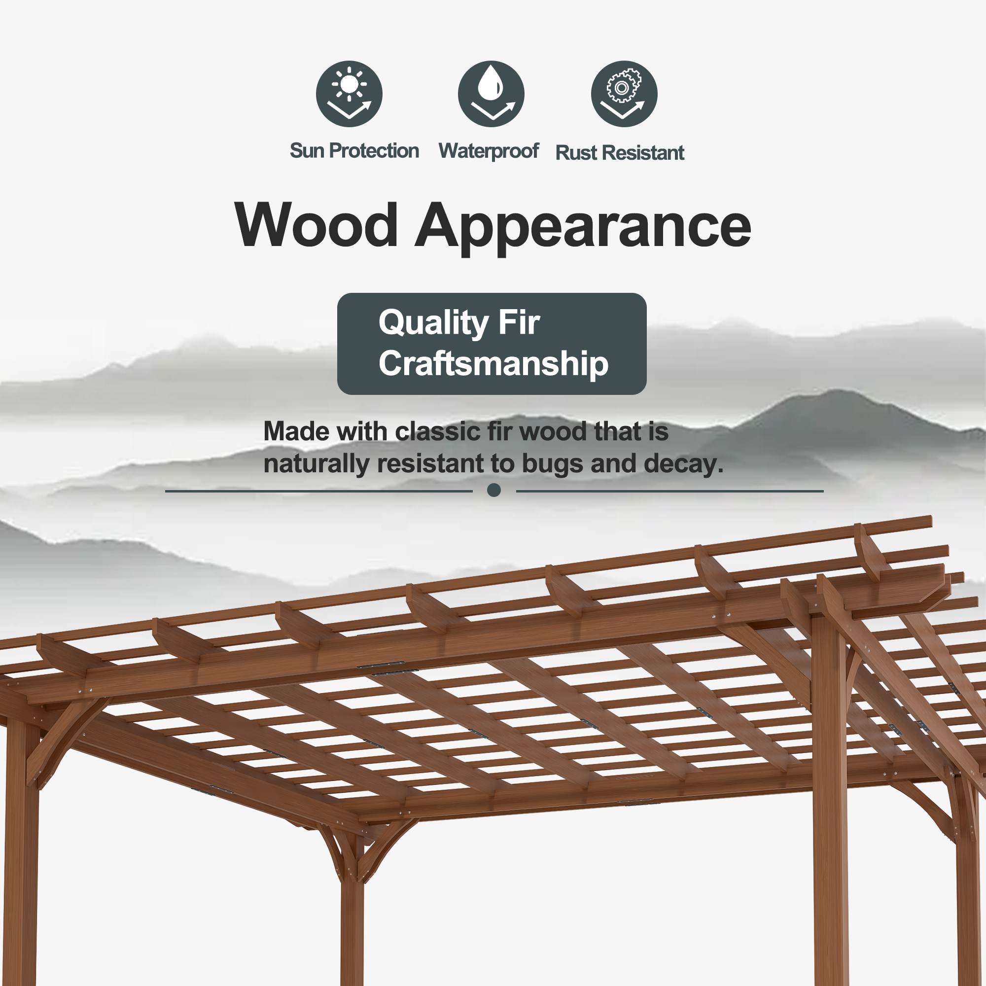 Outdoor Wood Pergola – Brown