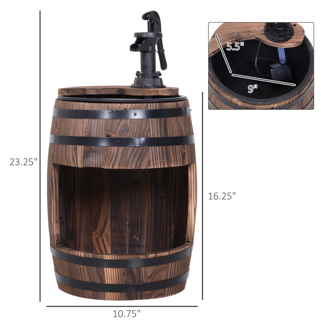 23" Rustic Apple Barrel Water Fountain