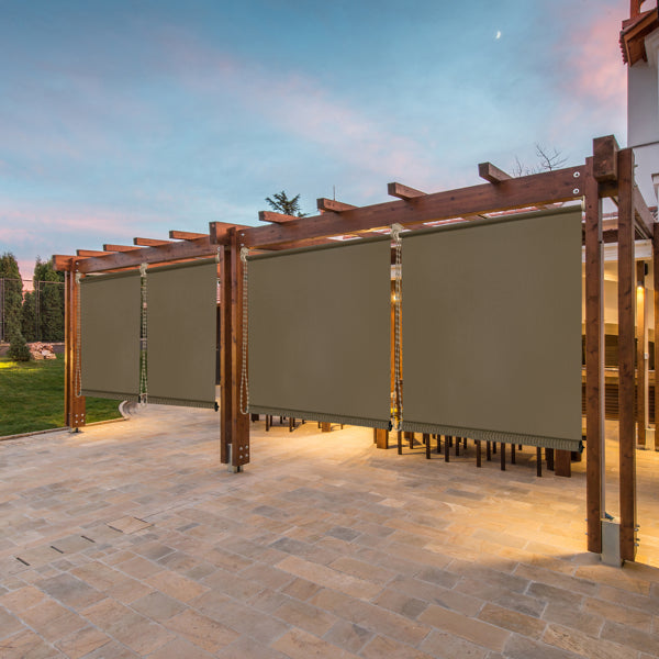 8'x8' Walnut HDPE Roller Shade - Outdoor Privacy