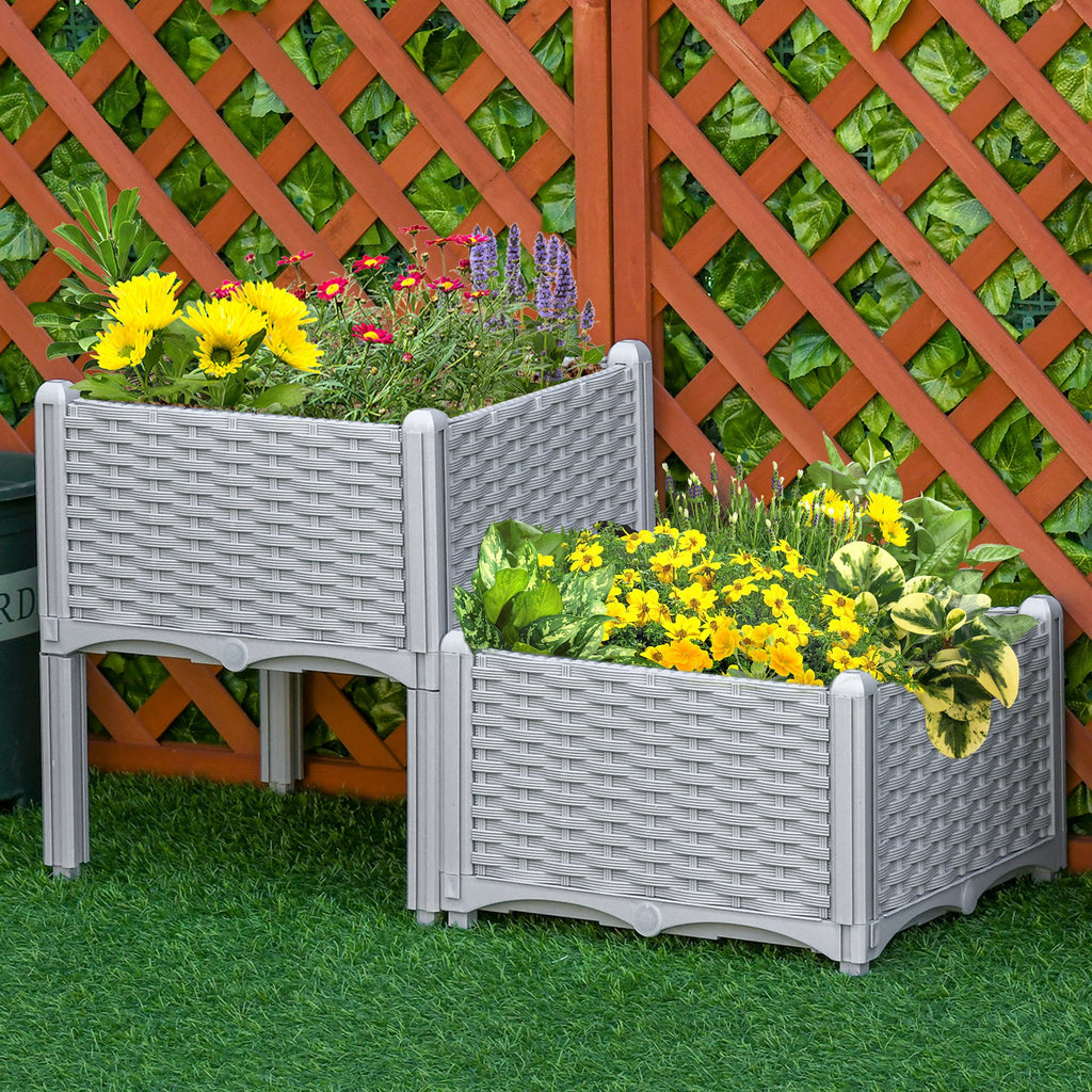 2-Piece Self-Watering Raised Garden Bed – Grey