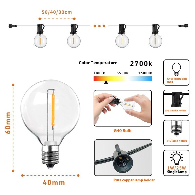 Solar Retro String Lights – Vintage Edison Bulb