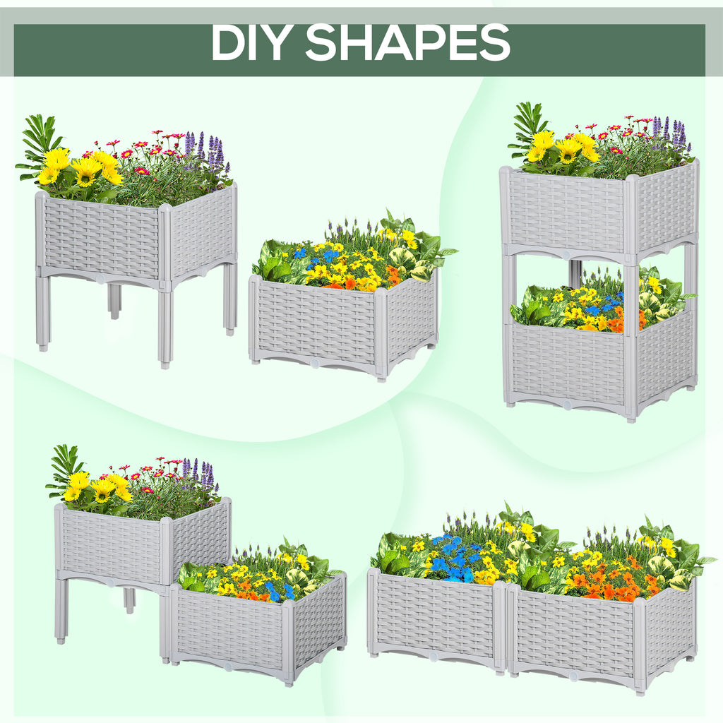 2-Piece Self-Watering Raised Garden Bed – Grey